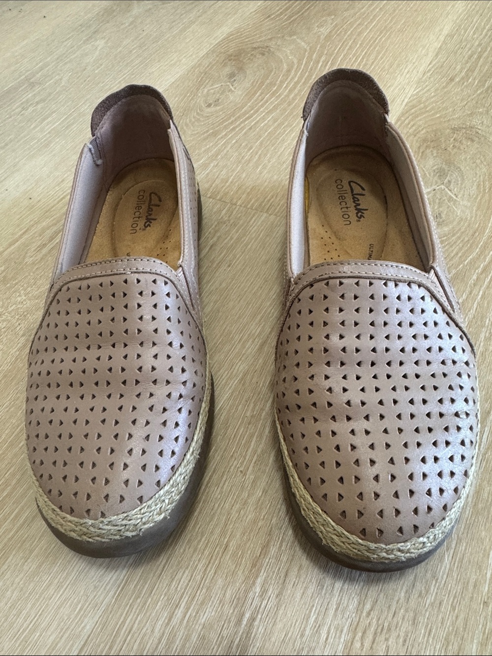 Clarks Women's Slip-On Perforated Espadrille Mules in Taupe